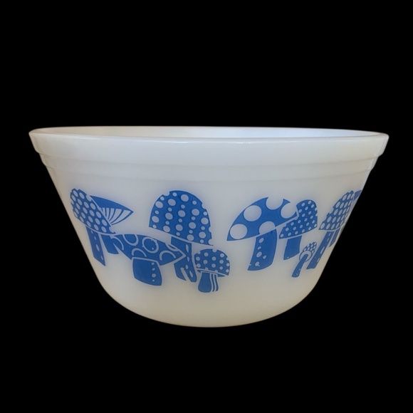 Rare Vintage Federal Glass 9” Blue Mushroom Bowl - Picture 1 of 10